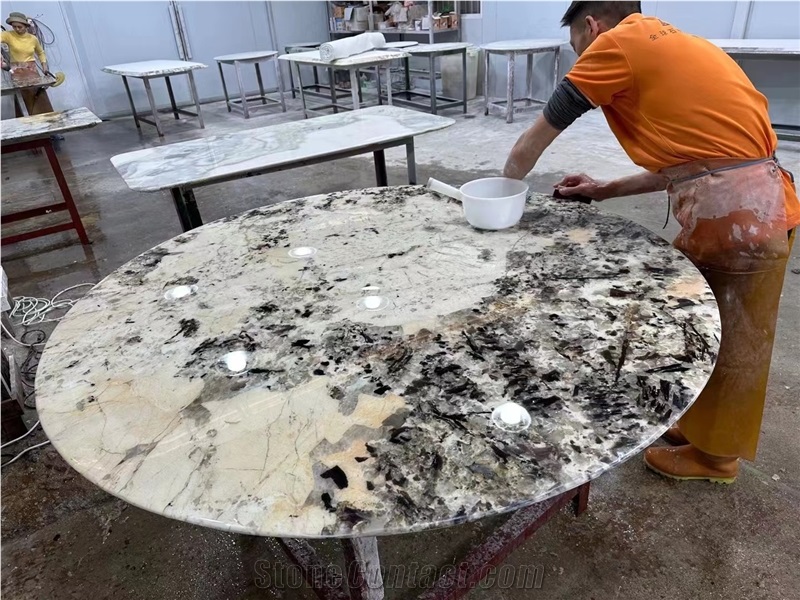 Luxury Granite Reception Desk Tops Splendor White Cafe Table