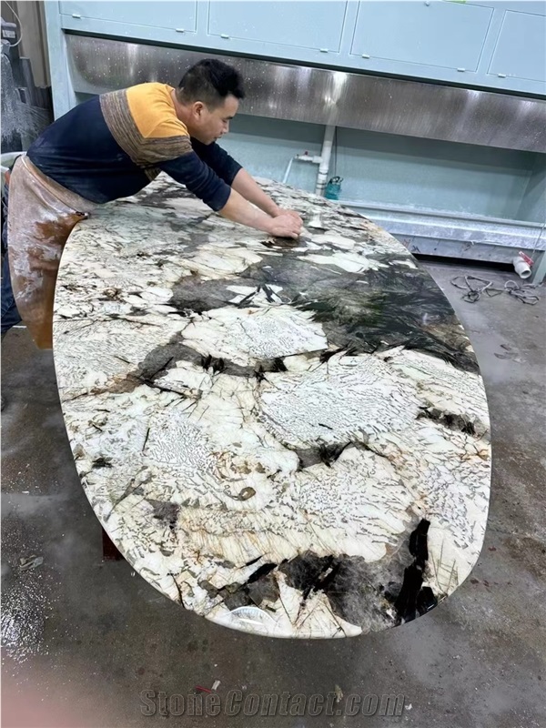 Luxury Granite Reception Desk Tops Splendor White Cafe Table