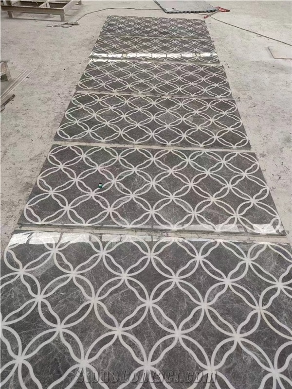 Luxury Lobby Floor Medallions Marble Waterjet Carpet Pattern