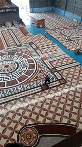 Luxury Lobby Floor Medallions Marble Waterjet Carpet Pattern