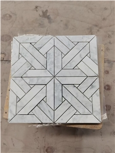 Marble Black White Chevron Mosaic Tiles Thassos Hexagon Tile