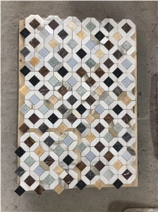 Marble Calacatta Gold Chevron Mosaic With Square Dot Tile Marble Calacatta Gold Chevron Mosaic With Square Dot Tile