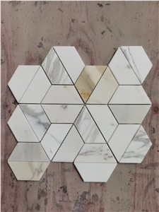 Marble Crema Marfil Chevron Mosaic With Square Dots Mosaic