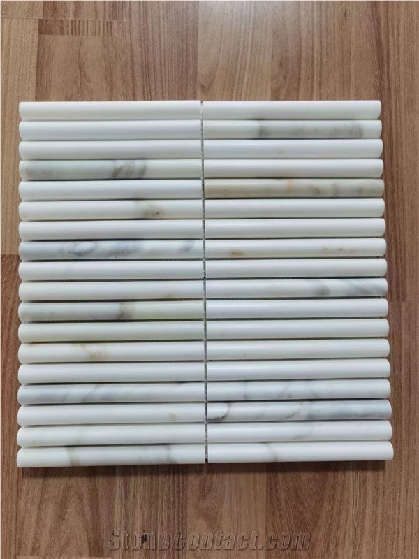Marble Crema Marfil Chevron Mosaic With Square Dots Mosaic