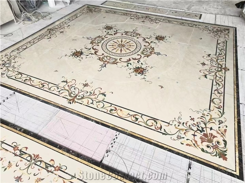 Marble Floor Waterjet Pattern Interior Lobby Floor Carpet