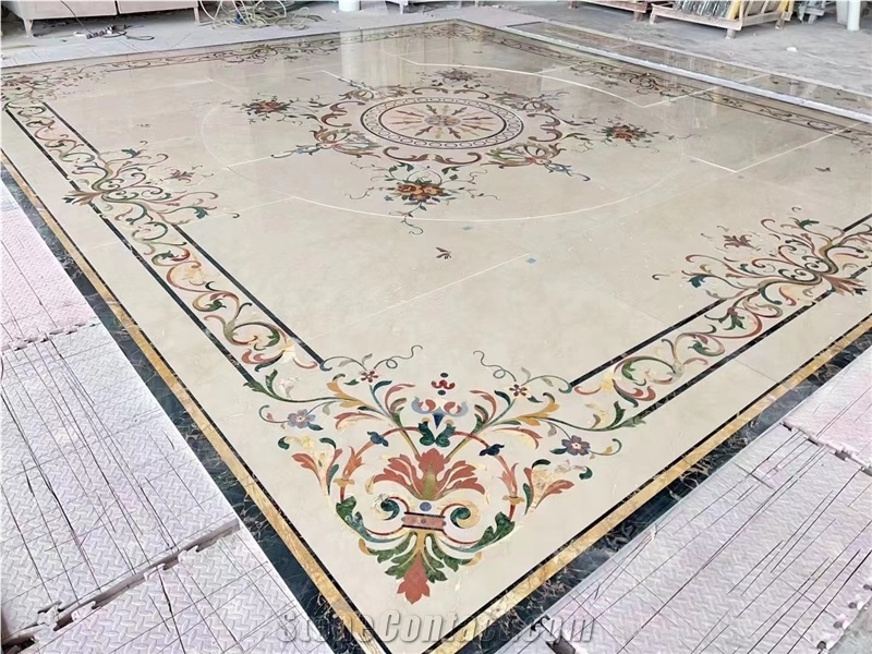 Marble Floor Waterjet Pattern Interior Lobby Floor Carpet
