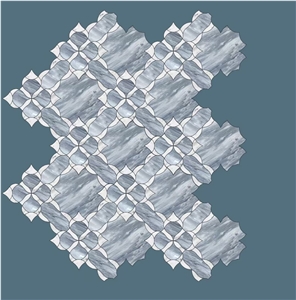 Marble Water-Jet Mosaic Design Norwegian Flower Mosaic Tile