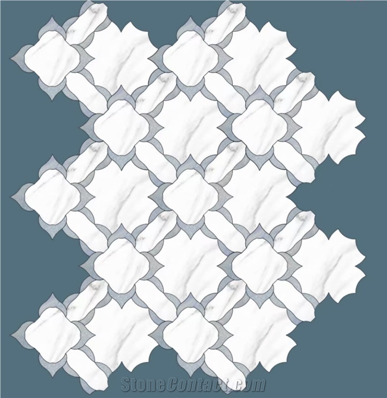Marble Water-Jet Mosaic Design Norwegian Flower Mosaic Tile
