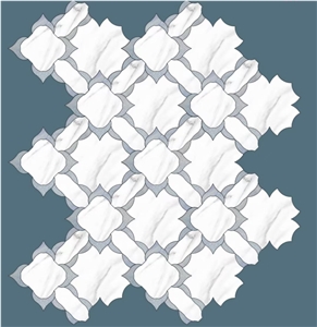 Marble Water-Jet Mosaic Design Norwegian Flower Mosaic Tile