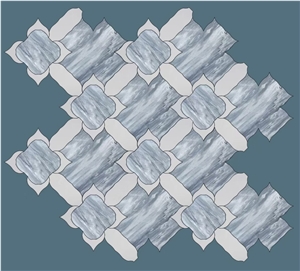 Marble Water-Jet Mosaic Design Norwegian Flower Mosaic Tile