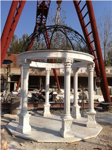 Sculptured Urban Stone Gazebo Marble Carrara Garden Pavilion