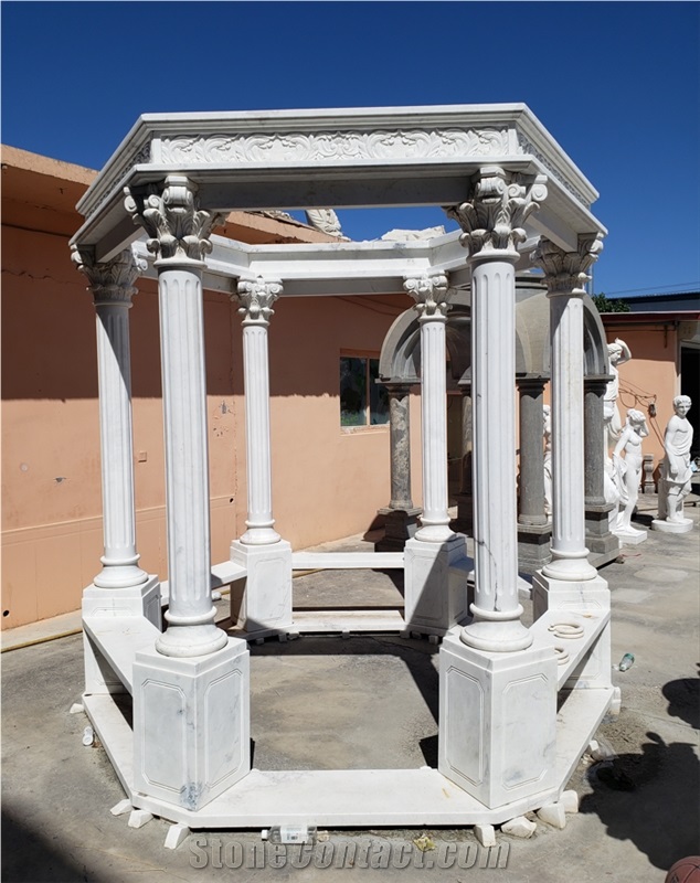 Scuptured Marble Gazebo Marble Carrara Garden Pavilion