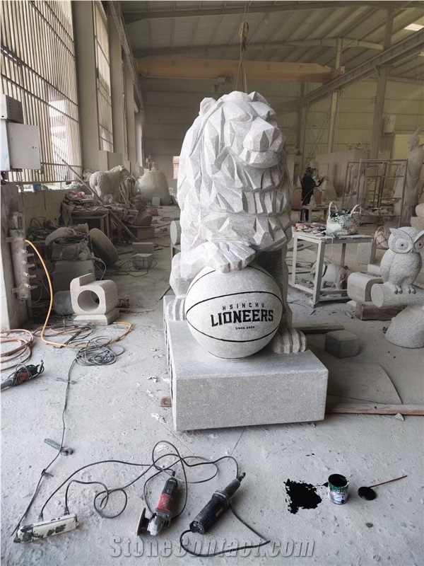 Stone Animal Sculptures Grey Granite G341 Elephants Statues