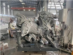 Stone Animal Sculptures Grey Granite G341 Elephants Statues