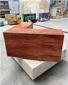 Stone Factory Furniture Red Travertine Office Sofa Chair
