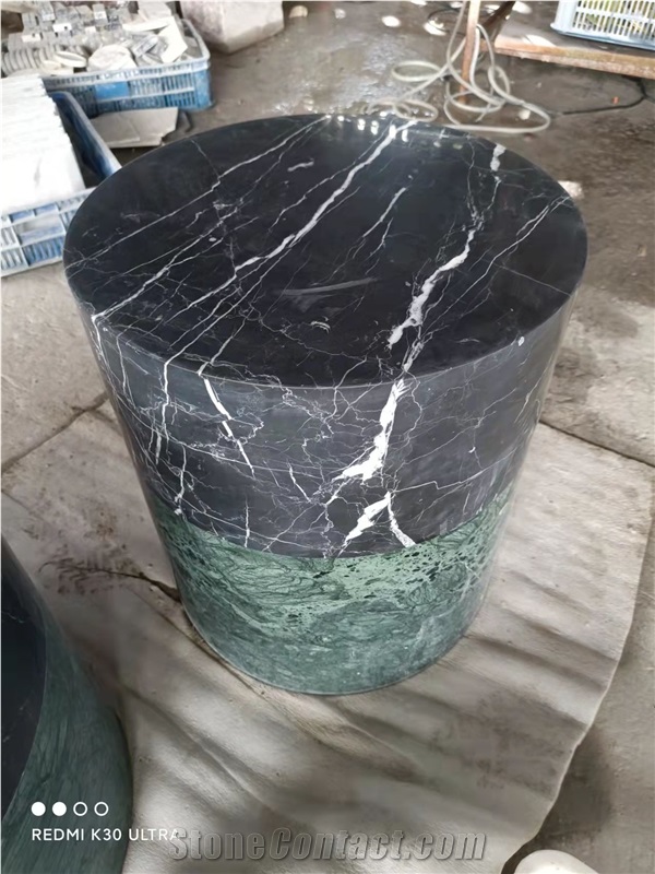 Stone Office Furniture Silver Blue Travertine Coffee Table