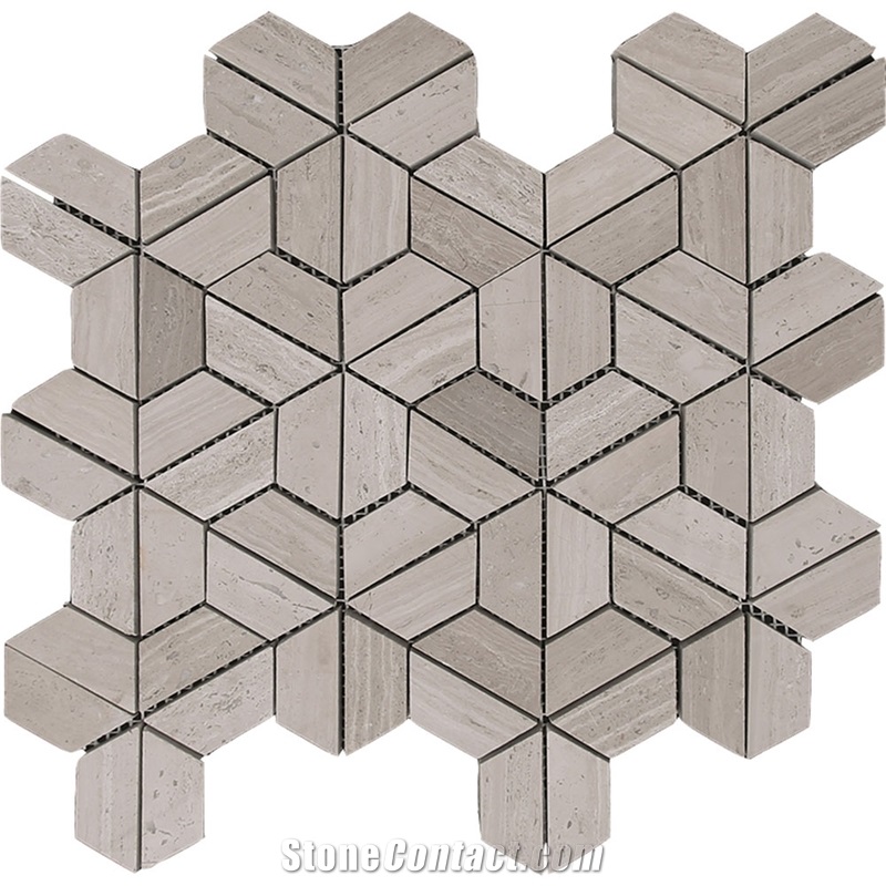 Anthens Marble Mosaic Split Hex Madera White Tile