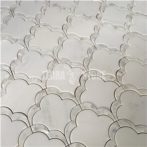 Cloud Pattern Waterjet Marble Mosaic Tile Bathroom Wall