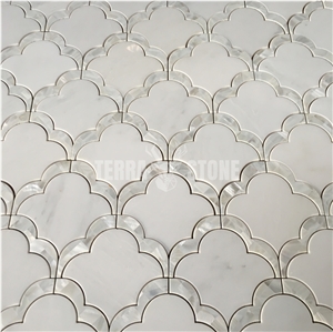 Cloud Pattern Waterjet Marble Mosaic Tile Bathroom Wall