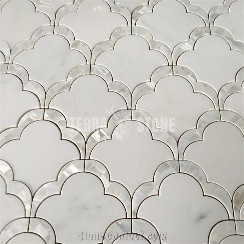 Cloud Pattern Waterjet Marble Mosaic Tile Bathroom Wall