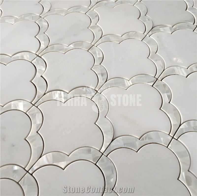Cloud Pattern Waterjet Marble Mosaic Tile Bathroom Wall