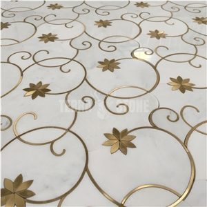 Flower Pattern Marble Waterjet Mosaic Floor Marble Tile