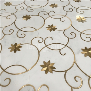 Flower Pattern Marble Waterjet Mosaic Floor Marble Tile