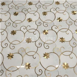 Flower Pattern Marble Waterjet Mosaic Floor Marble Tile