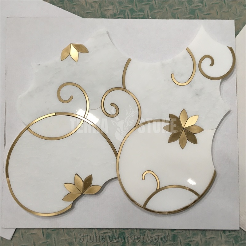 Flower Pattern Marble Waterjet Mosaic Floor Marble Tile