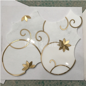 Flower Pattern Marble Waterjet Mosaic Floor Marble Tile