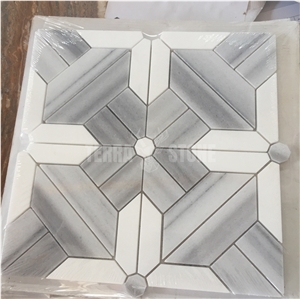 Geometry Pattern Wooden Marble Mosaic Tile Bathroom Mosaics