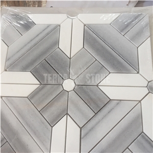 Geometry Pattern Wooden Marble Mosaic Tile Bathroom Mosaics