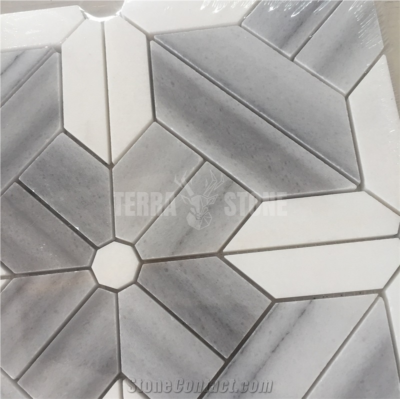 Geometry Pattern Wooden Marble Mosaic Tile Bathroom Mosaics