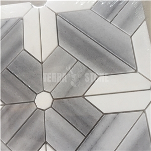 Geometry Pattern Wooden Marble Mosaic Tile Bathroom Mosaics