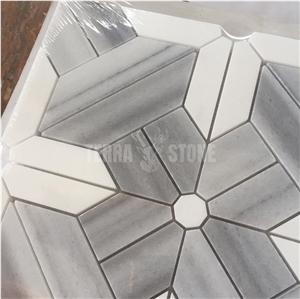 Geometry Pattern Wooden Marble Mosaic Tile Bathroom Mosaics