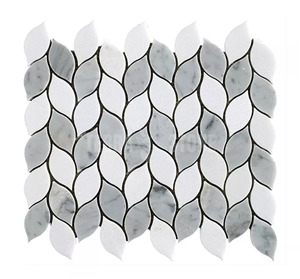 Leaf Shape Kitchen Backsplash Tile White Wood Marble Mosaic