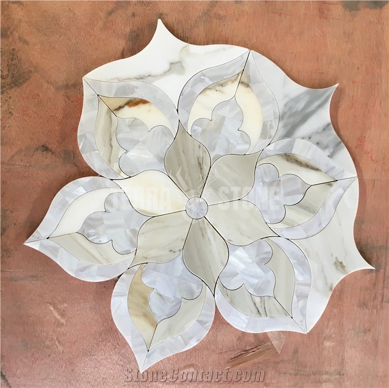 Luxury Tile Mother Of Pearl Waterjet Mosaic Tiles Backsplash