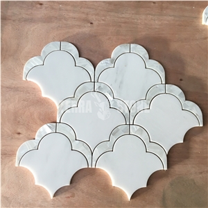 Marble And Shell Cloud Fish Scale Pattern Water Jet Mosaic
