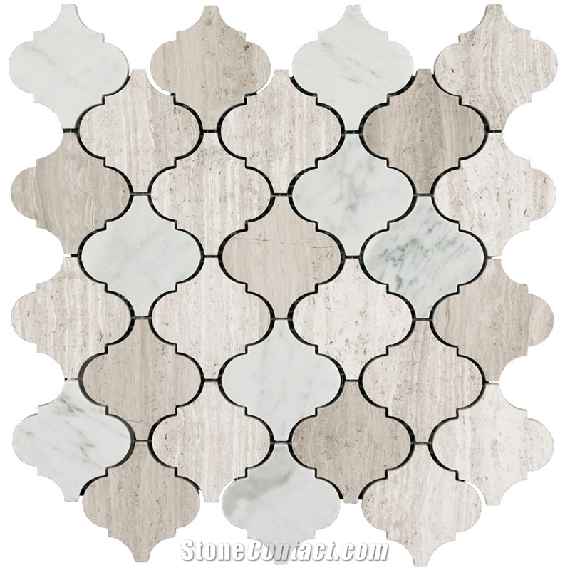 Marble Blends Lantern Mosaic Stone Tile Carrara White