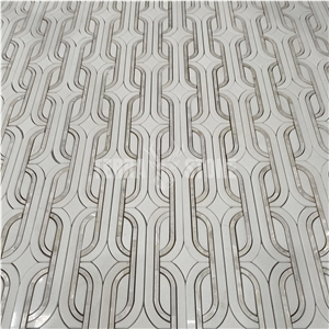 Marble Mosaic Waterjet With Mother Of Pearl Shell Tile Marble Mosaic Waterjet With Mother Of Pearl Shell Tile
