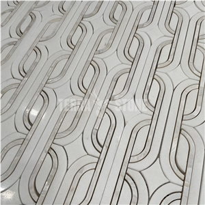 Marble Mosaic Waterjet With Mother Of Pearl Shell Tile