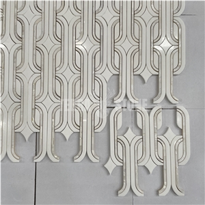 Marble Mosaic Waterjet With Mother Of Pearl Shell Tile