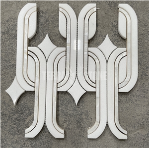 Marble Mosaic Waterjet With Mother Of Pearl Shell Tile