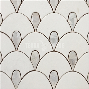 Natural White Marble With Mother Pearl Of Shell Mosaic Tile