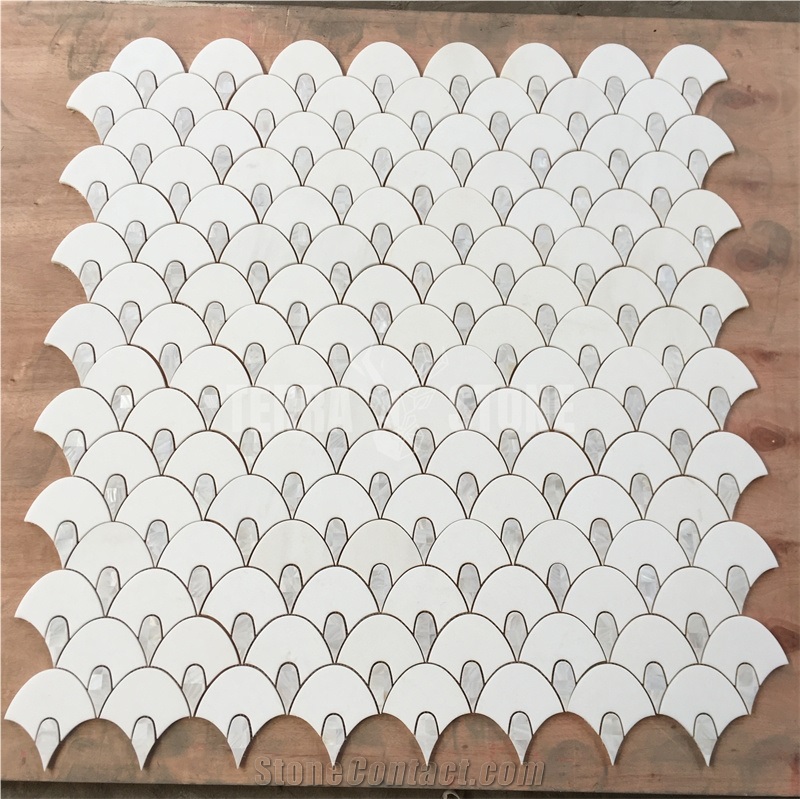 Natural White Marble With Mother Pearl Of Shell Mosaic Tile