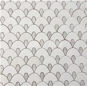Natural White Marble With Mother Pearl Of Shell Mosaic Tile