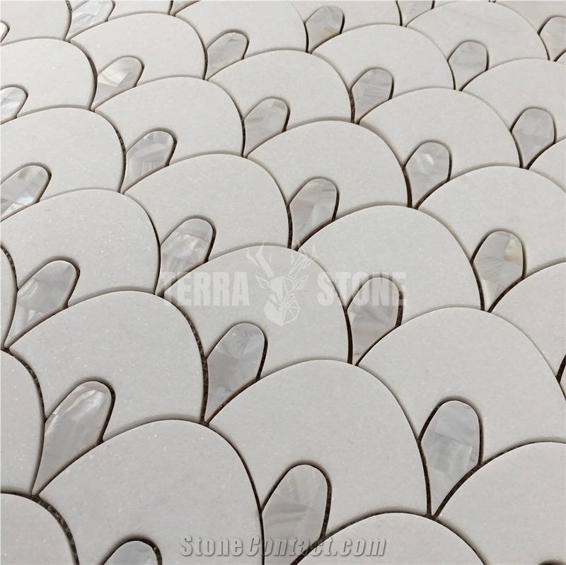Natural White Marble With Mother Pearl Of Shell Mosaic Tile
