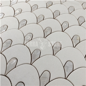 Natural White Marble With Mother Pearl Of Shell Mosaic Tile