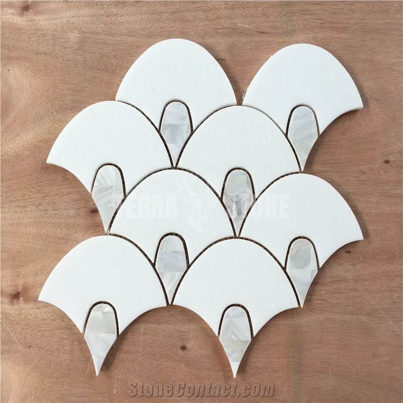 Natural White Marble With Mother Pearl Of Shell Mosaic Tile