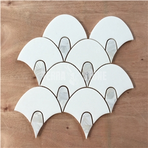 Natural White Marble With Mother Pearl Of Shell Mosaic Tile